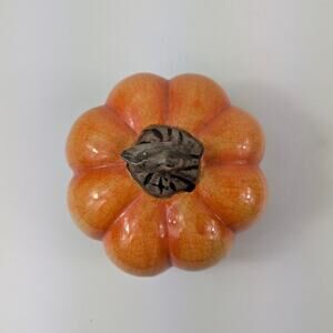 Ceramic Pumpkin Tabletop Decor Crazed Fall Thanksgiving Halloween Signed Squash